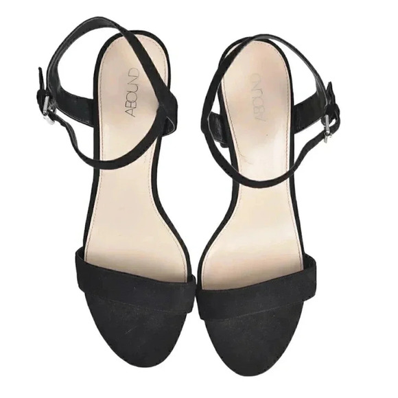 Abound Block Heel Sandal Black  Faux Suede Size 9 - Picture 7 of 10